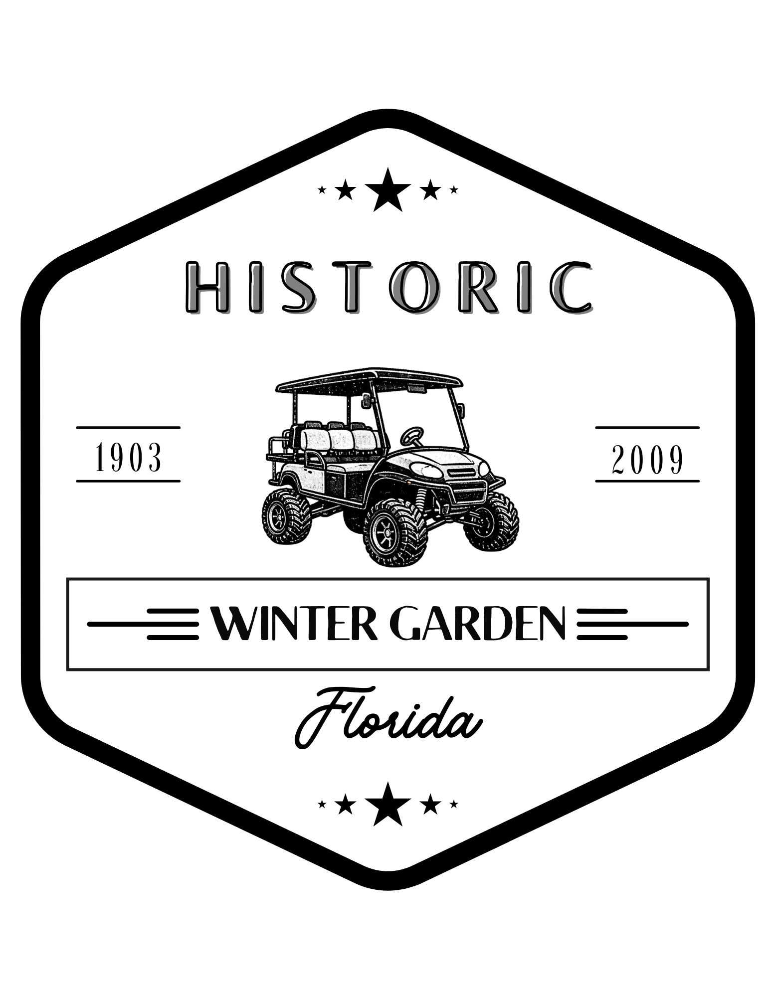 **Golf Cart District Historic Winter Garden (Hex Logo)