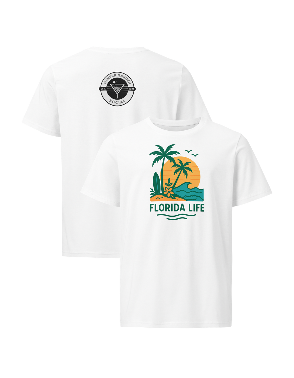 WGS Florida Life Sunset Palms - Unisex organic mid-light t-shirt