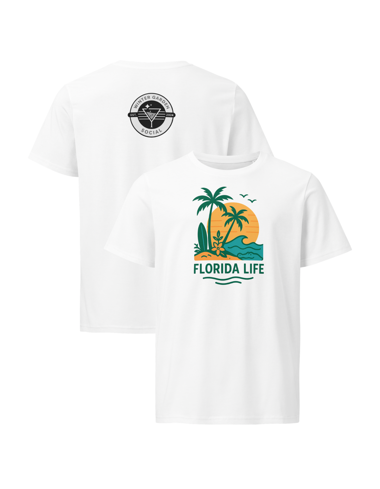 WGS Florida Life Sunset Palms - Unisex organic mid-light t-shirt