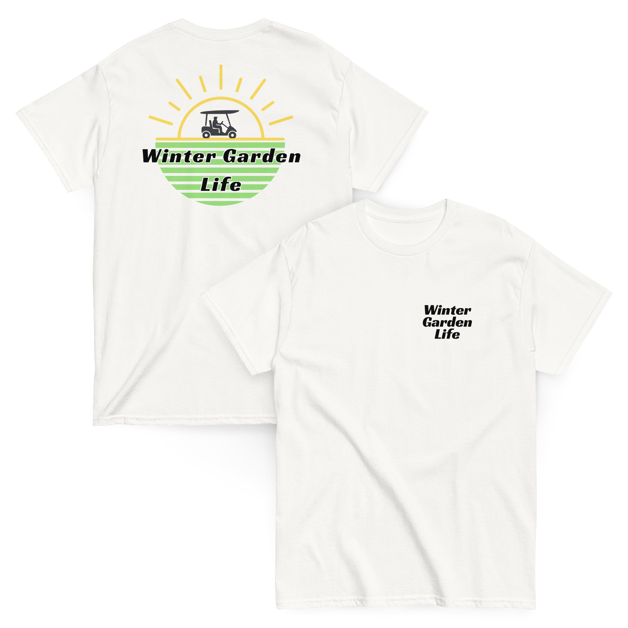 WGFL/WG Life Sunset Golf Cart Logo (Front + Back) - Unisex classic tee