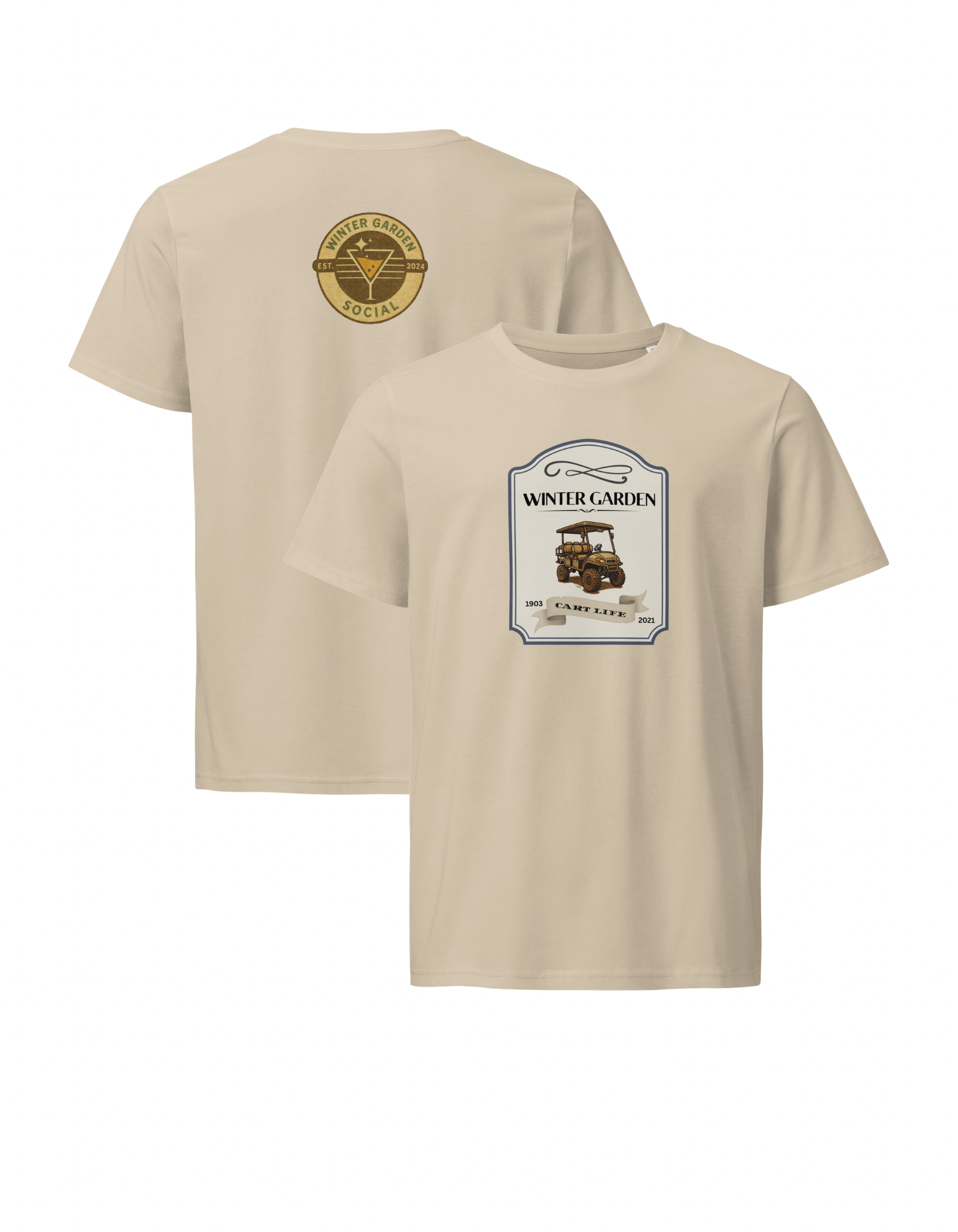 WGS Vintage Cart Life Emblem (Front + Back) - Unisex organic mid-light t-shirt