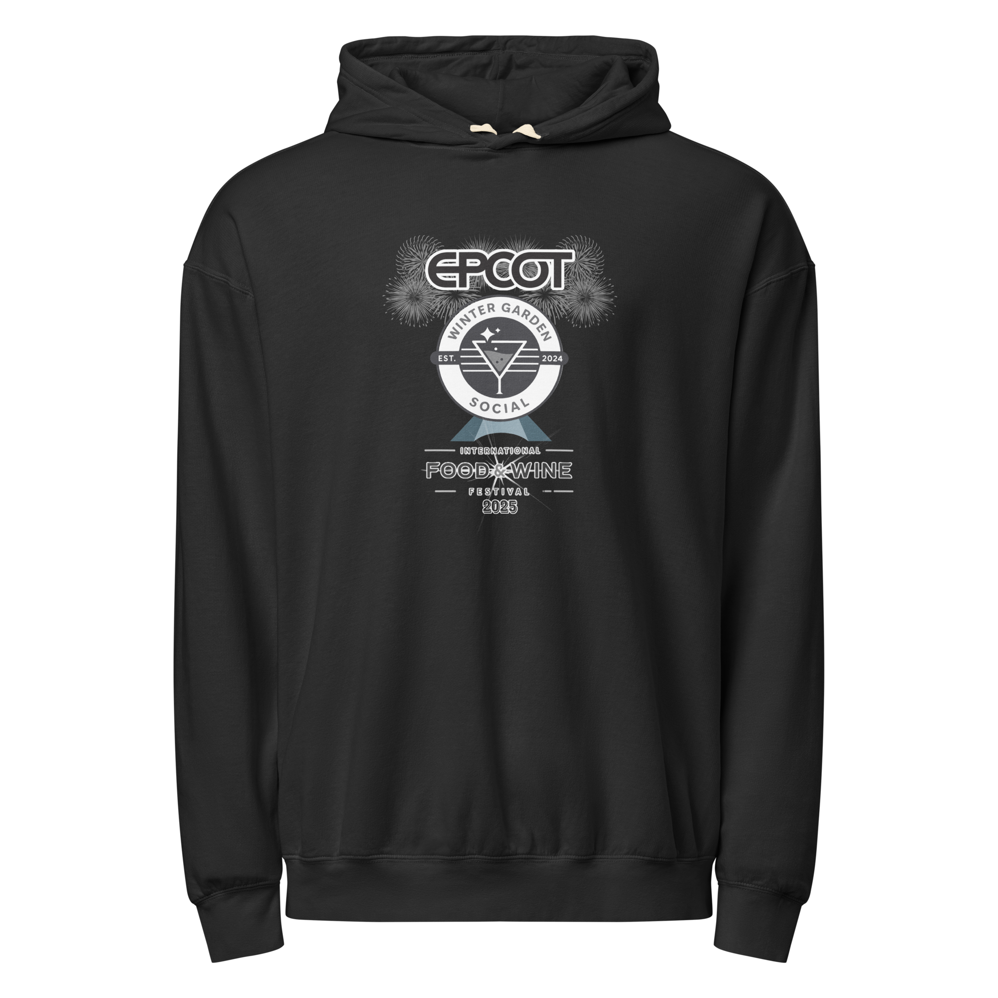 Food & Wine 2025 (B&W) - Unisex garment-dyed lightweight hoodie