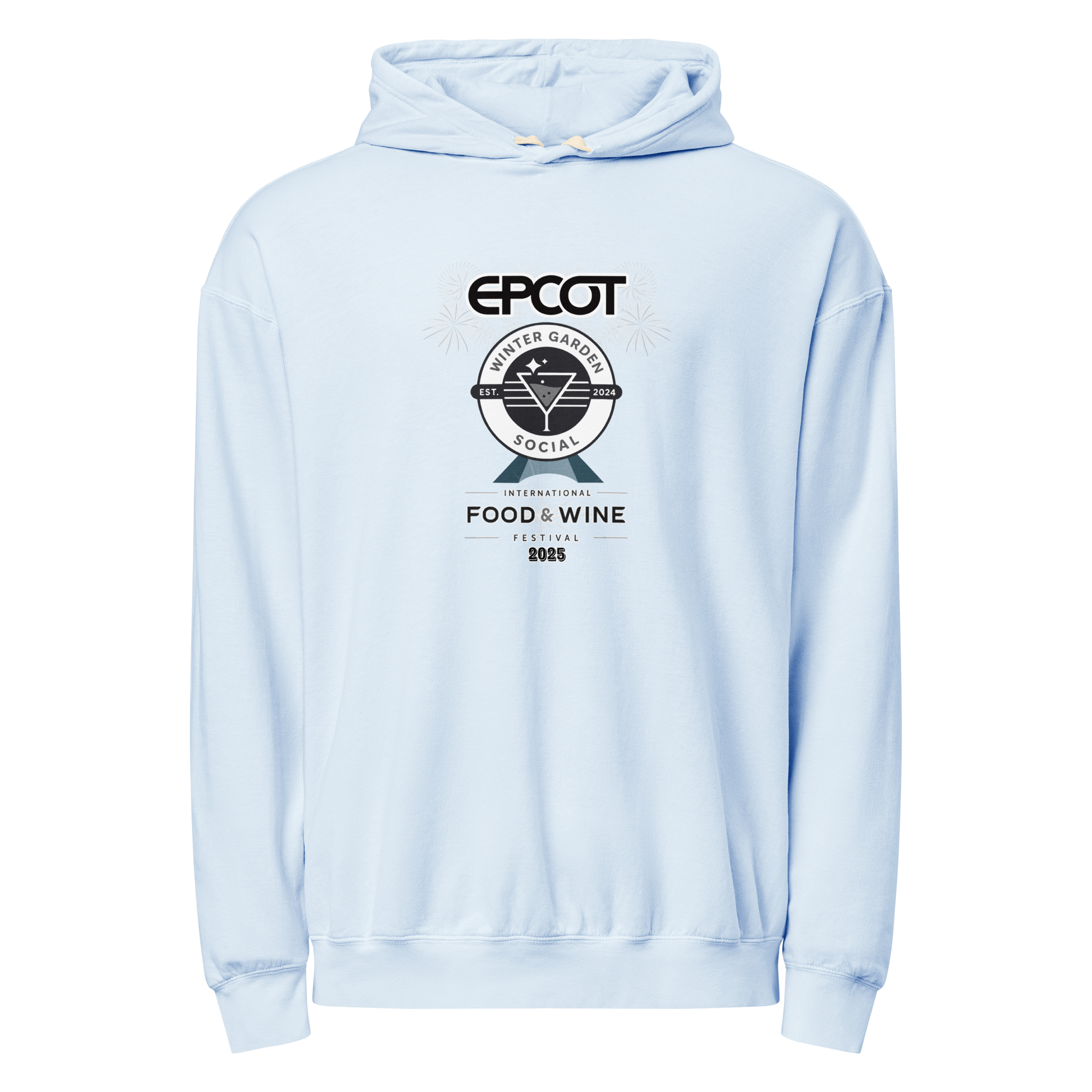 Food & Wine 2025 (B&W) - Unisex garment-dyed lightweight hoodie