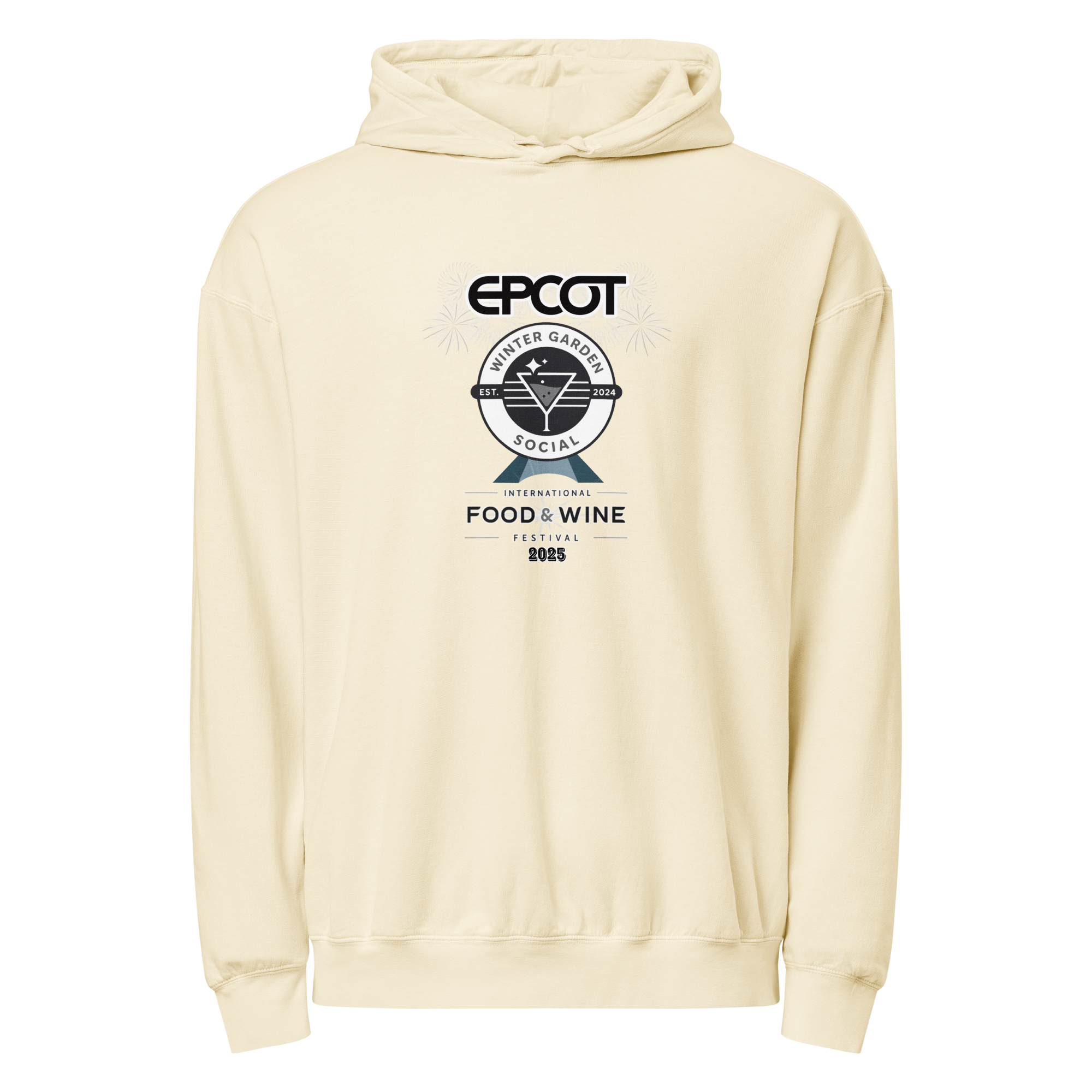 Food & Wine 2025 (B&W) - Unisex garment-dyed lightweight hoodie