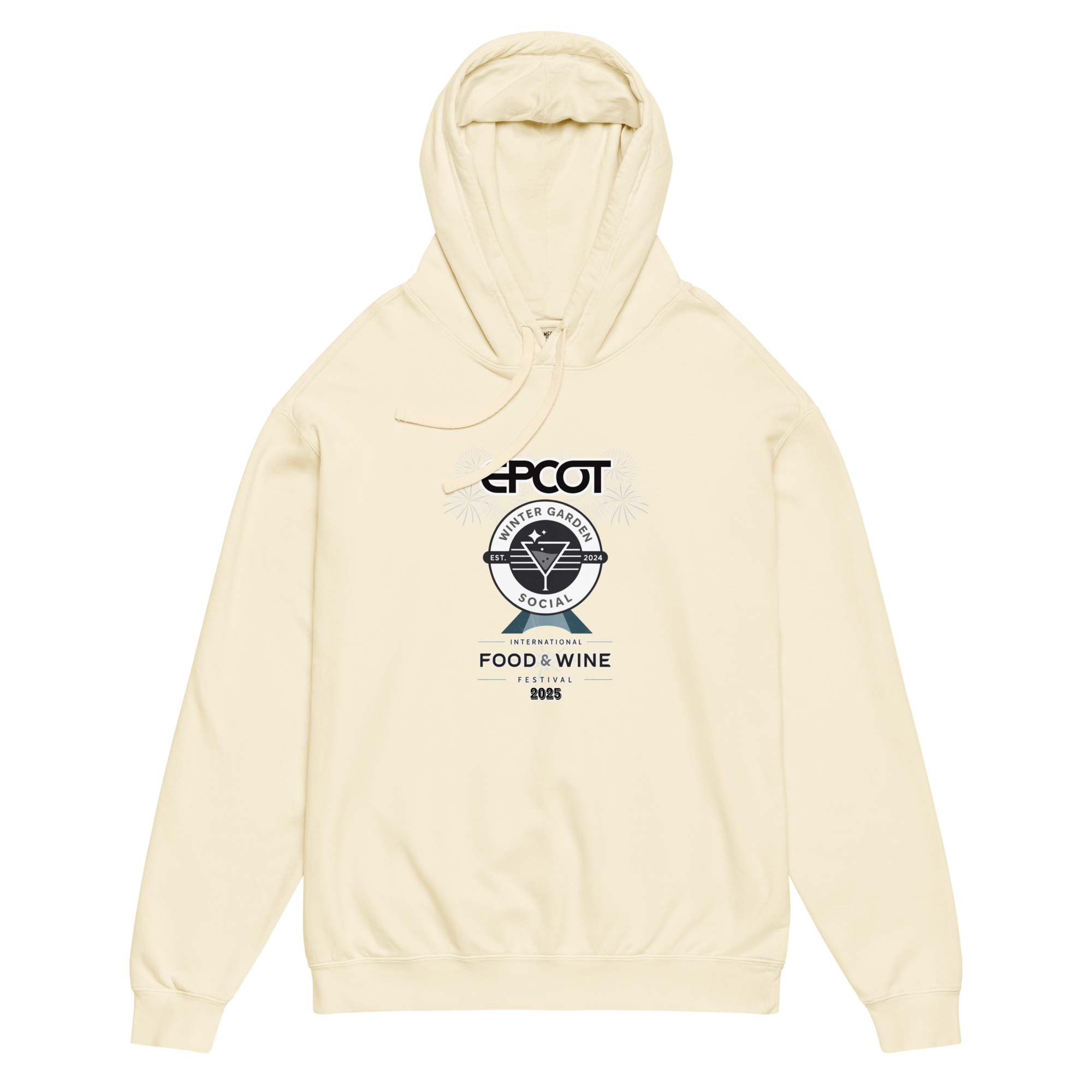 Food & Wine 2025 (B&W) - Unisex garment-dyed lightweight hoodie