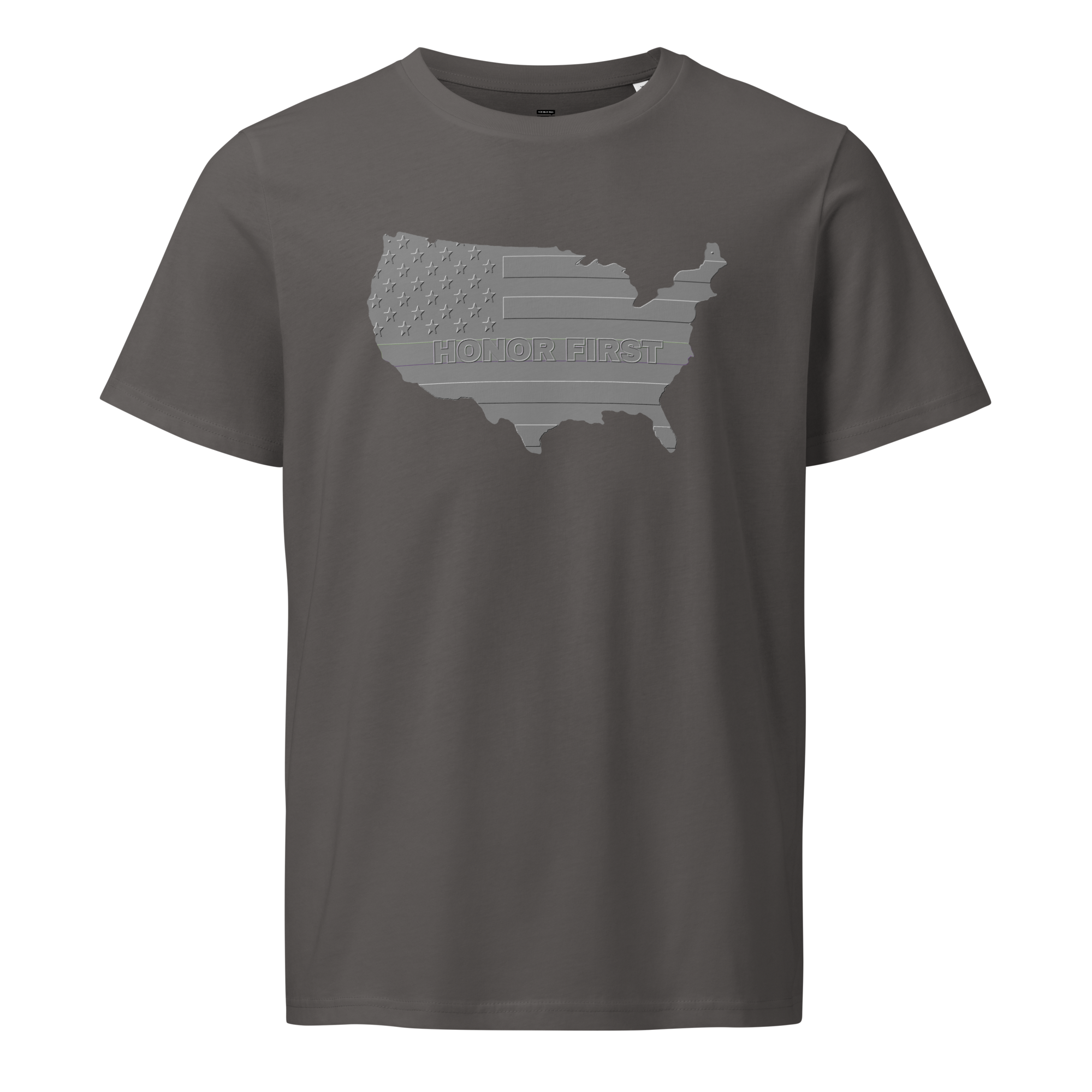 Embossed US Flag Honor First - Unisex organic mid-light t-shirt