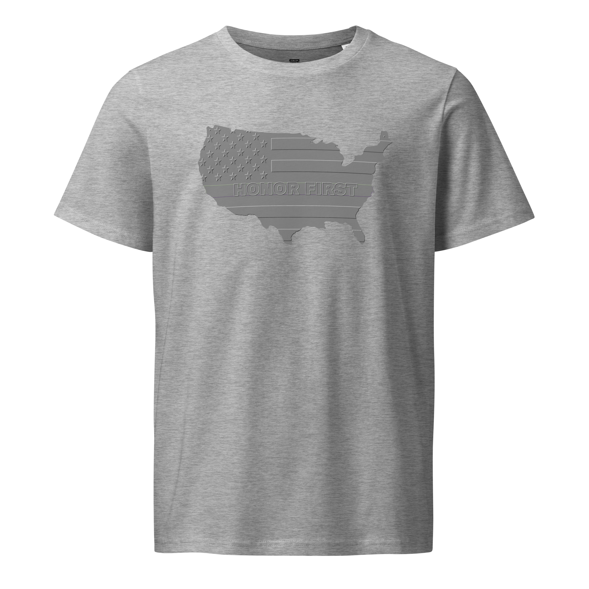 Embossed US Flag Honor First - Unisex organic mid-light t-shirt