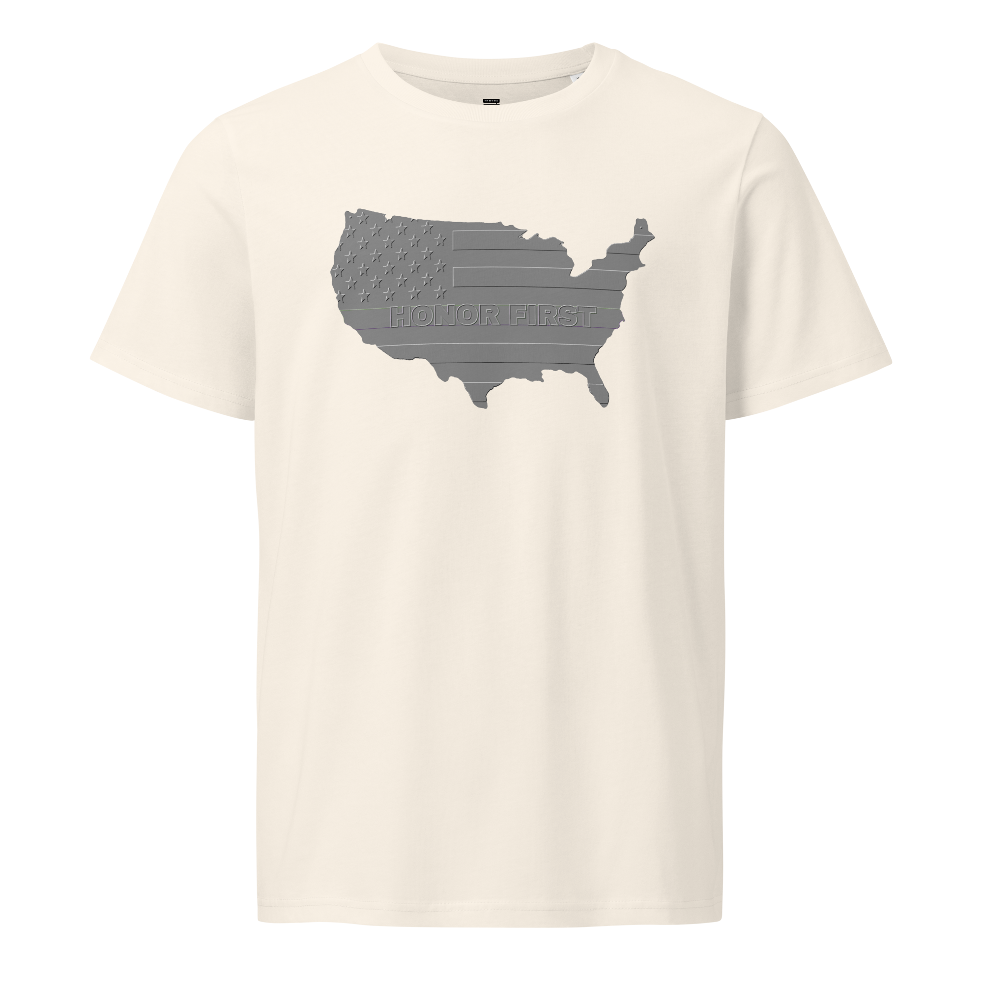 Embossed US Flag Honor First - Unisex organic mid-light t-shirt